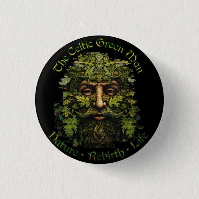 Celtic GreenMan,ancientsymbol,gift-for her,  Button (Front)