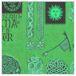 Celtic Gryphon and Kells Emerald Green Fabric