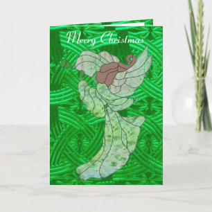 Celtic Guardian Angel in Stained Glass Holiday Card