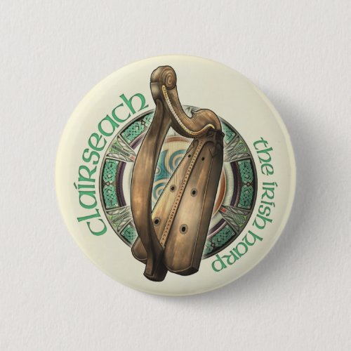 Celtic Harp Button