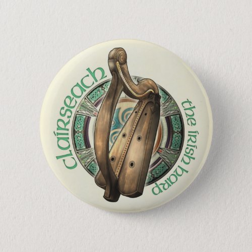 Celtic Harp Button