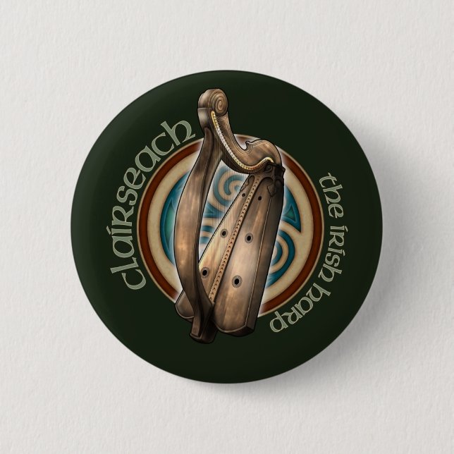 Celtic Harp Button (Dark) (Front)