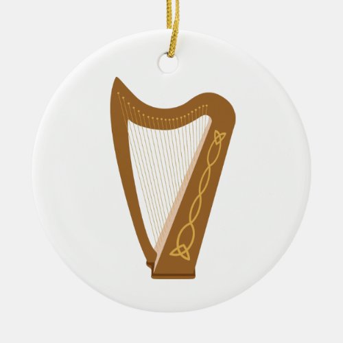 Celtic Harp Ceramic Ornament