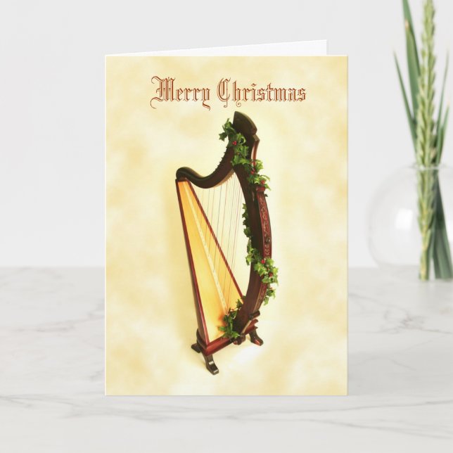 Celtic Harp Christmas Card (Front)