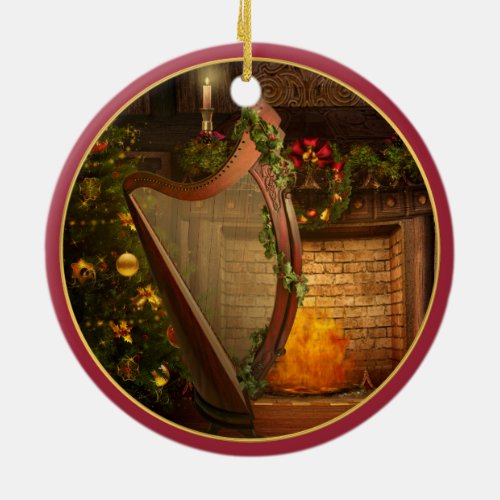 Celtic Harp Christmas Ornament