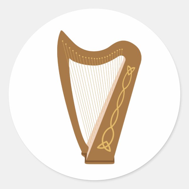 Celtic Harp Classic Round Sticker (Front)