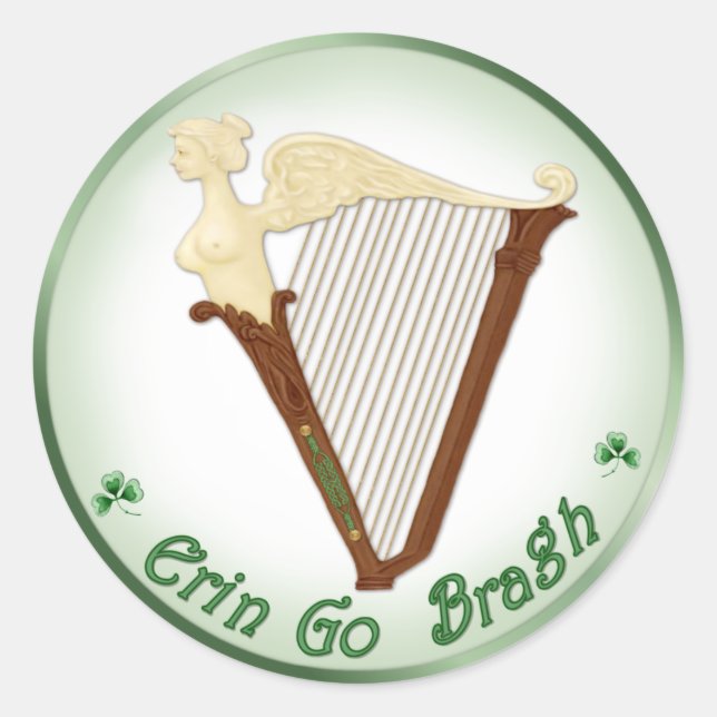 Celtic Harp Classic Round Sticker (Front)