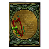 Celtic Harp, Entwined Green Vines, Irish Blessings (Front)
