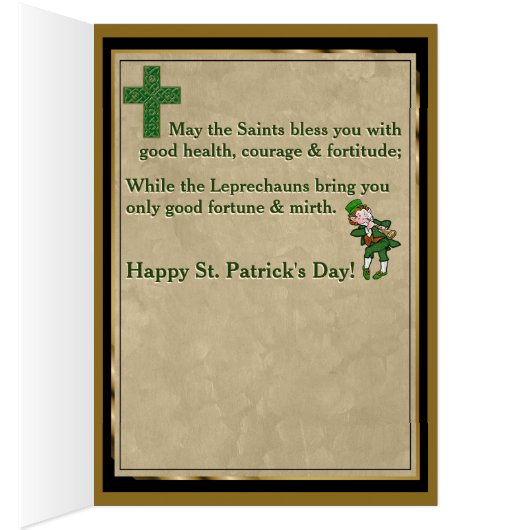 Celtic Harp, Entwined Green Vines, Irish Blessings (Inside (Right))