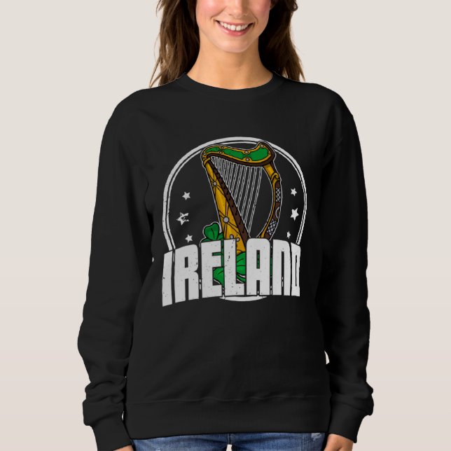Celtic Harp Instrument Plucked String Harpist Musi Sweatshirt (Front)