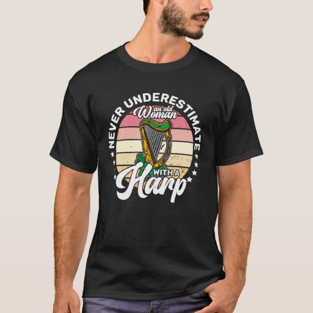 Celtic Harp Instrument Plucked String Harpist Musi T-Shirt (Front)