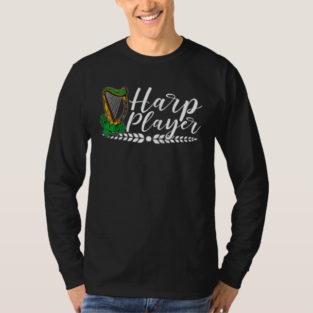 Celtic Harp Instrument Plucked String Harpist Musi T-Shirt (Front)
