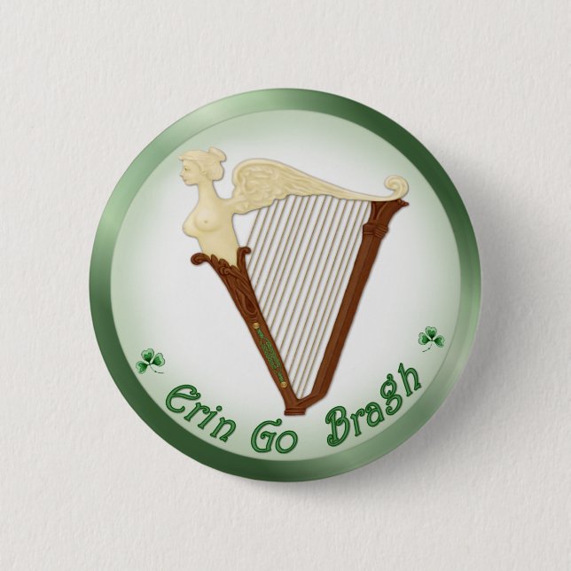 Celtic Harp Pinback Button (Front)