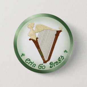 Celtic Harp Pinback Button