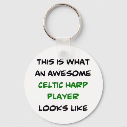celtic harp player awesome keychain