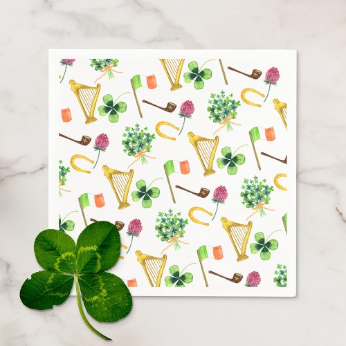 Celtic Harp St Patricks Day Pattern Napkins