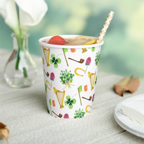 Celtic Harp St Patricks Day Pattern  Paper Cups