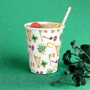 Celtic Harp St. Patrick's Day Pattern Paper Cups