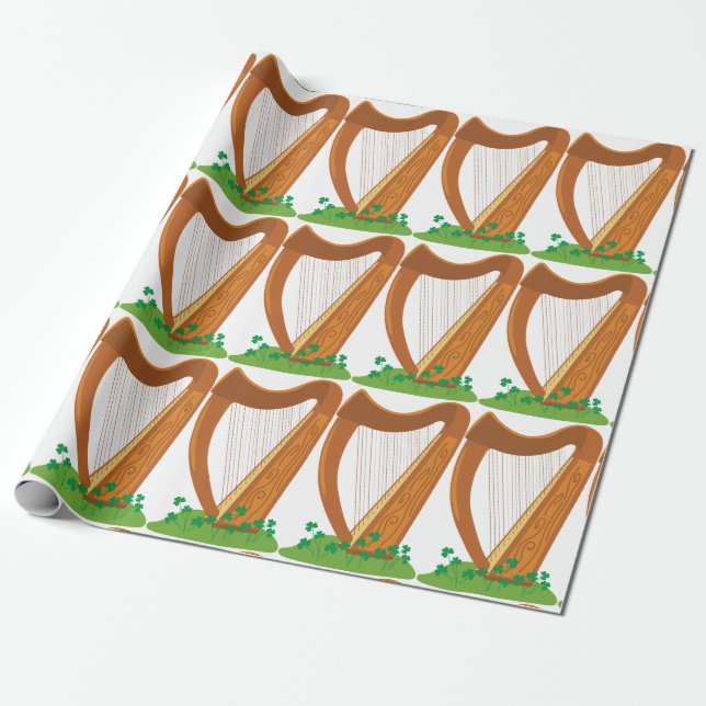 Celtic Harp Wrapping Paper (Unrolled)