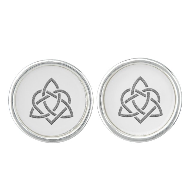 Celtic Heart and Triquetra Symbol Cufflinks (Front)