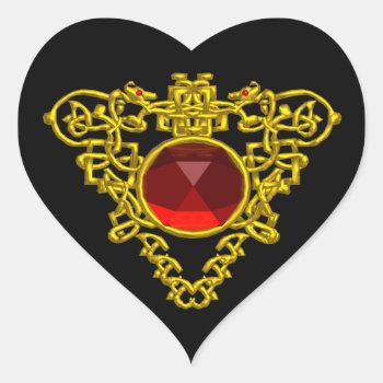Celtic Heart  Black Heart Sticker by bulgan_lumini at Zazzle