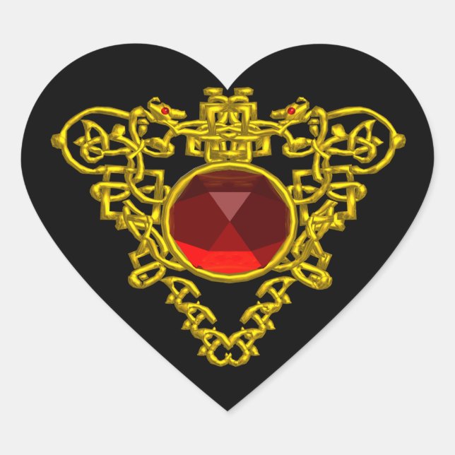 CELTIC HEART ,black Heart Sticker (Front)