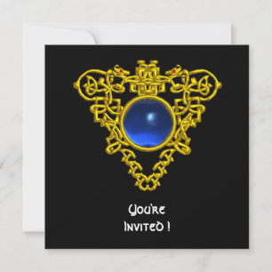 CELTIC HEART  blue sapphire,black Invitation