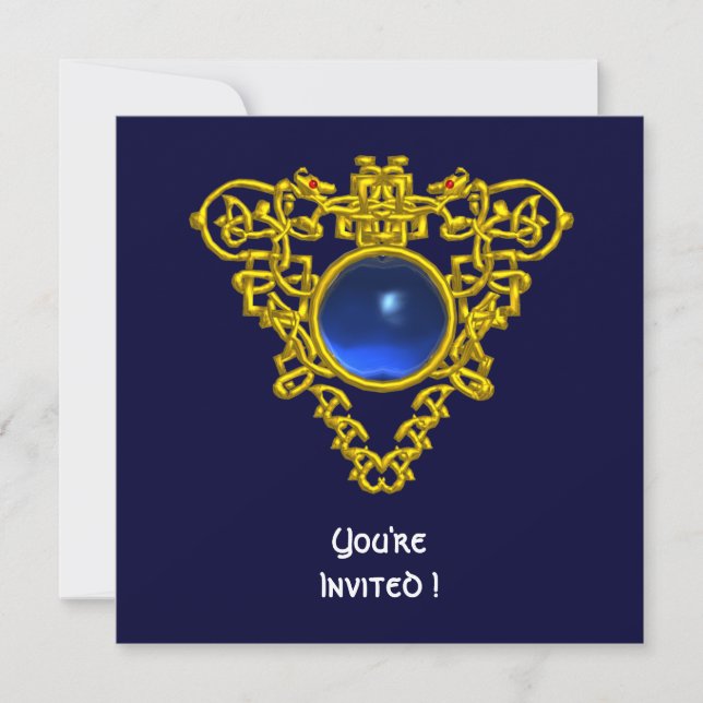 CELTIC HEART  blue sapphire Invitation (Front)