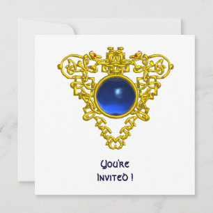 CELTIC HEART  blue sapphire,white Invitation