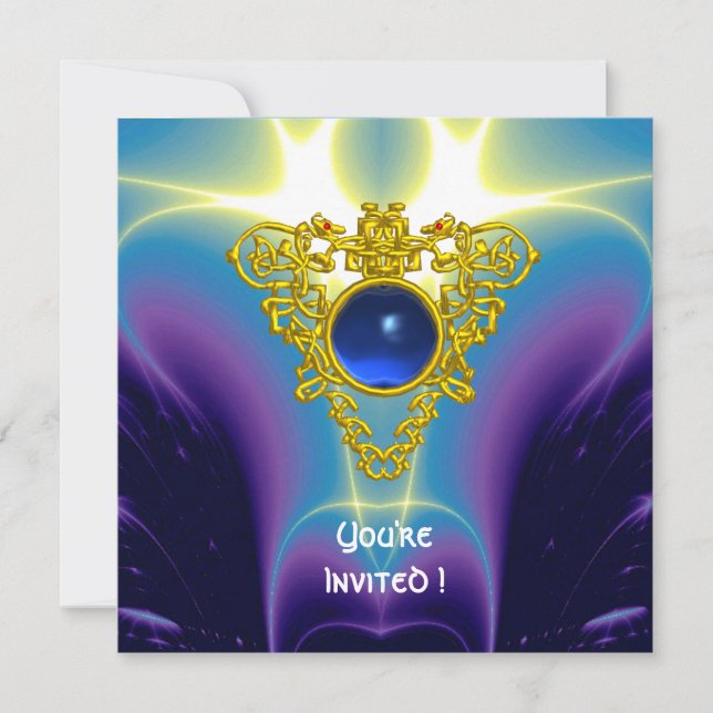 CELTIC HEART,  bright blue,purple violet Invitation (Front)