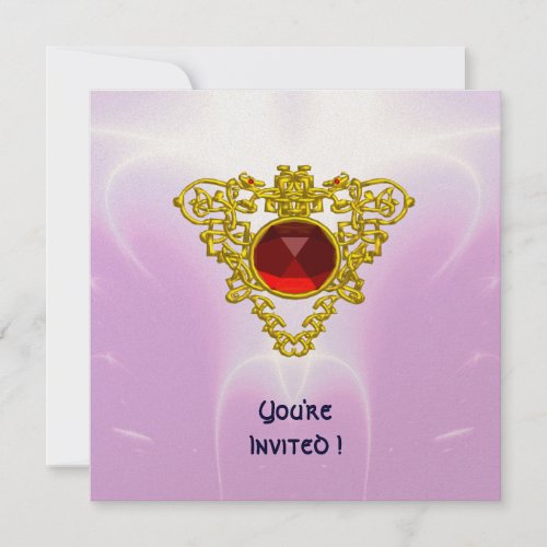 CELTIC HEART  bright redpink violet gold Invitation