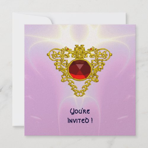 CELTIC HEART  bright redpink violet gold Invitation