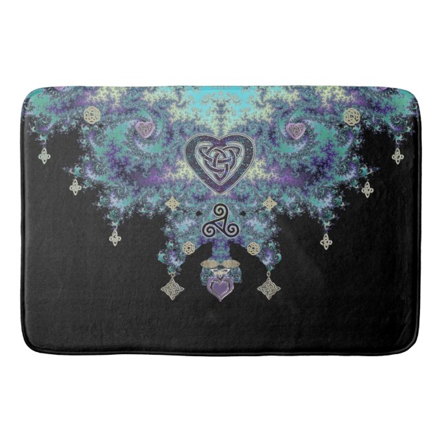 Celtic Heart Fractal Tapestry Bathroom Mat (Front)