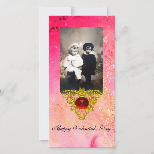 CELTIC HEART IN PINK FUCHSIA GOLD SPARKLES HOLIDAY CARD