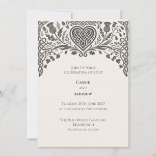 Celtic Heart Knot Thistle Scottish Wedding Invitation