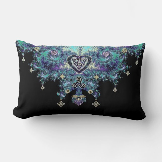 Celtic Heart Knot Triskele Fractal Throw Pillow (Front)