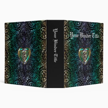 Celtic Heart Mandala In Green And Gold 3 Ring Binder by CelticRevival at Zazzle
