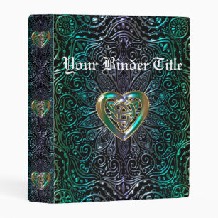 Celtic Heart Mandala In Green Gold Mini Binder