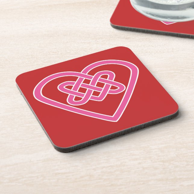 Celtic Heart Red Beverage Coaster (Left Side)