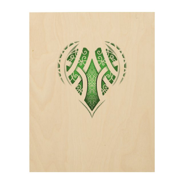 Celtic Heart Tattoo Design Wood Wall Art (Front)