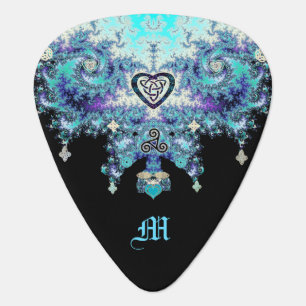 Celtic Heart Triskele Fractal Black Guitar Pick