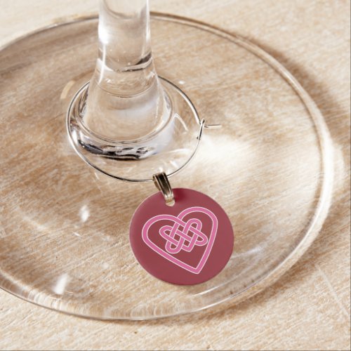 Celtic Heart Wine Charm Red Background