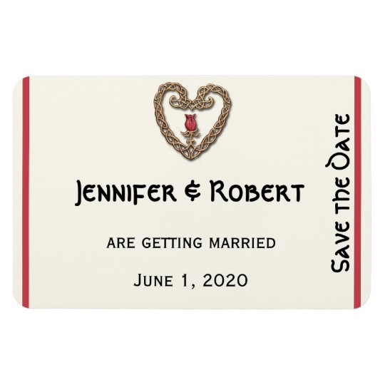 Celtic Heart with Red Rose Save the Date Magnet