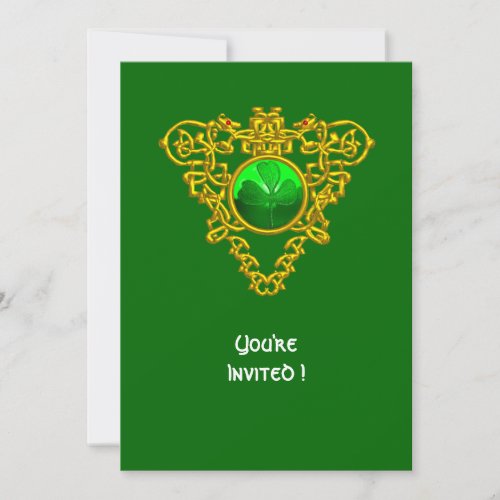 CELTIC HEART WITH SHAMROCK ST PATRICKS DAY PARTY INVITATION