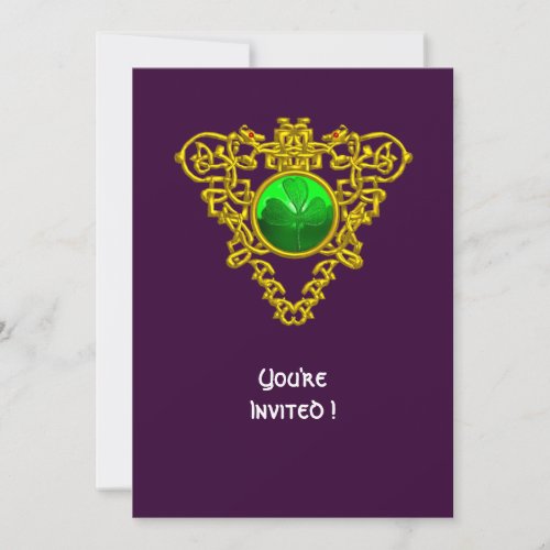 CELTIC HEART WITH SHAMROCK ST PATRICKS DAY PARTY INVITATION