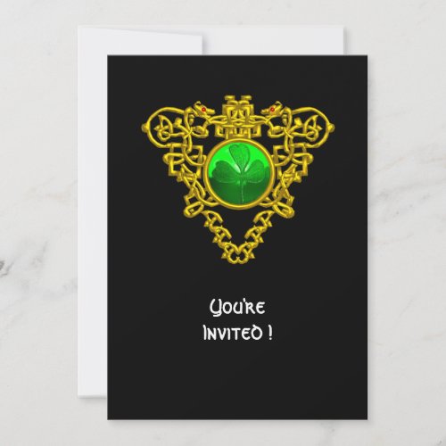 CELTIC HEART WITH SHAMROCK ST PATRICKS DAY PARTY INVITATION