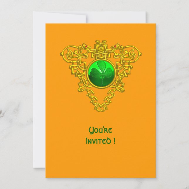 CELTIC HEART WITH SHAMROCK ST PATRICK'S DAY PARTY INVITATION (Front)