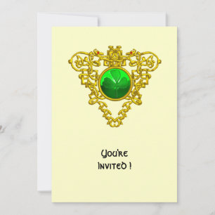 CELTIC HEART WITH SHAMROCK ST PATRICK'S DAY PARTY INVITATION