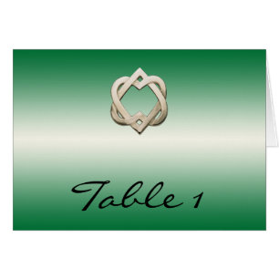 Celtic Hearts on Green Gradient Table Number