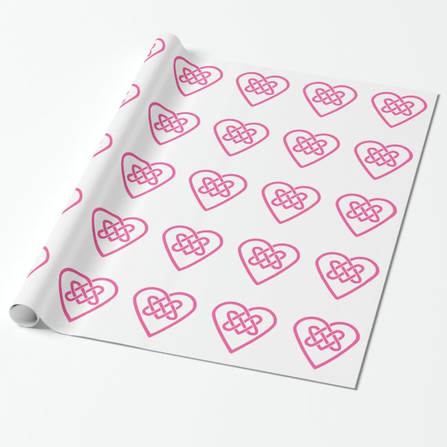 Celtic Hearts Wrapping Paper - White Background